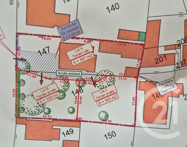 terrain à vendre - 359.0 m2 - BOUCAU - 64 - AQUITAINE - Century 21 Berritzea